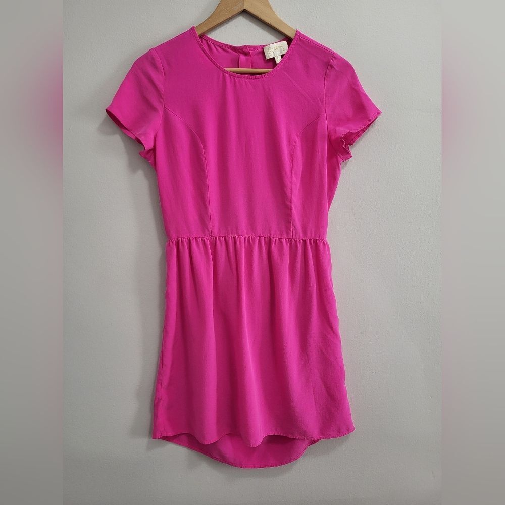 Rieley Hot Pink Silk Open Back Mini Cocktail Dress Size Large